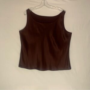 Chocolate Brown Fitted Sleeveless Tank Top 100% silk fully lined